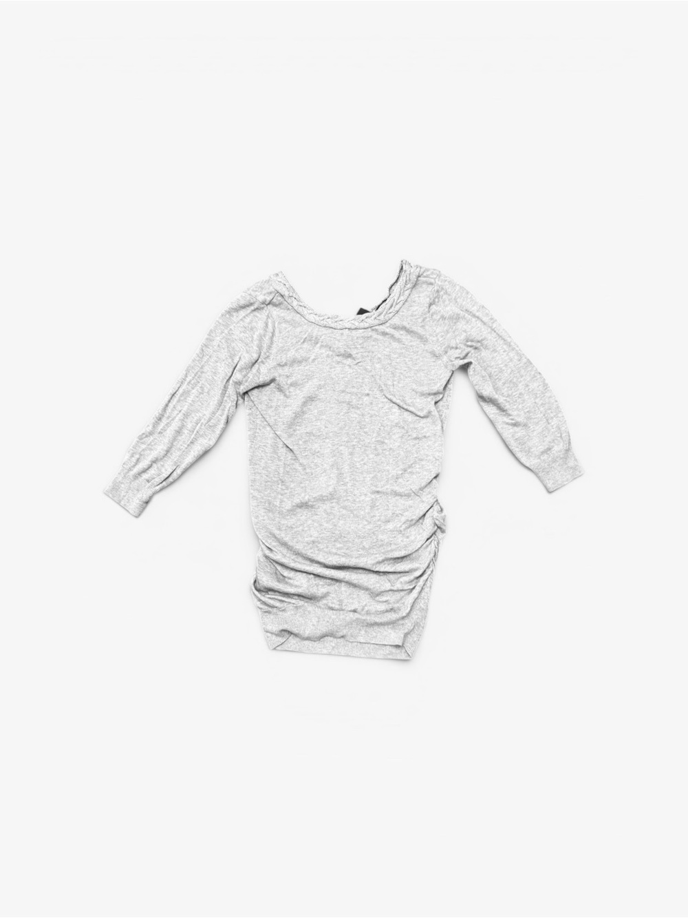 Maternity Light Gray Ruched Long Sleeve Knit Top